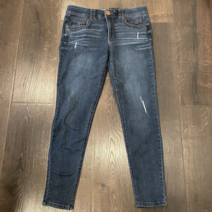 Democracy "Ab" solution Distressed Skinny Denim Blue Jeans, Women's Size 8